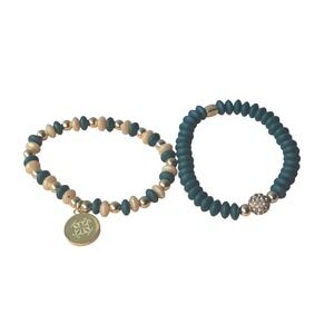Rustic Cuff Bracelet Set Green,Gold With Beaded RC